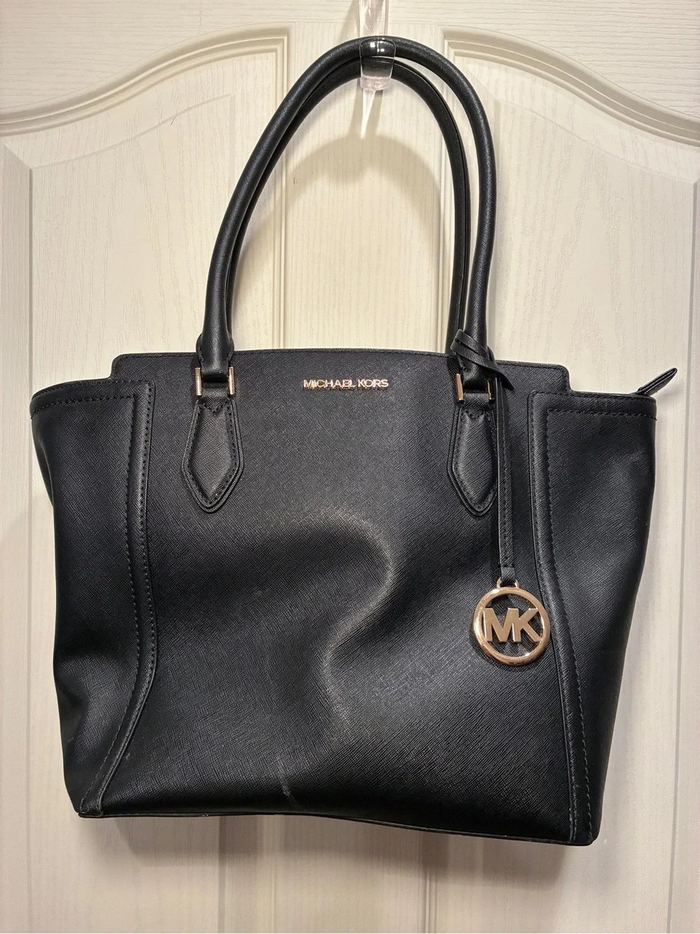 Michael Kors Black Tote with Gold MK Charm